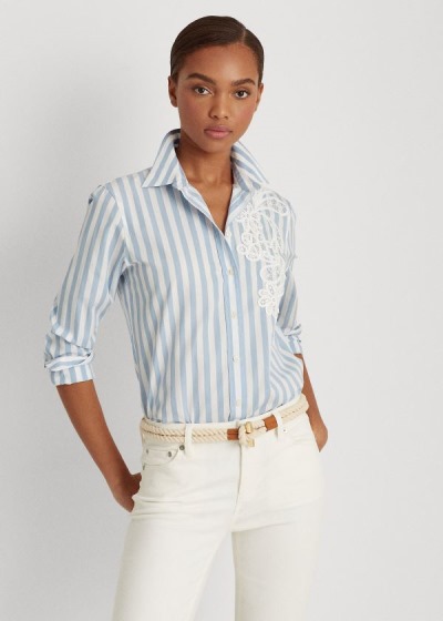 Women's Ralph Lauren Striped Cotton Shirts | 654031PFZ